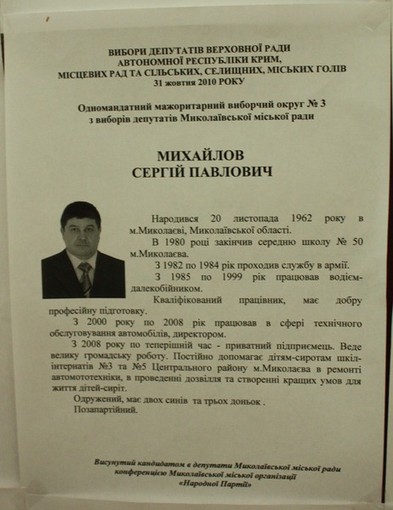биография Сергея Михайлова на доске