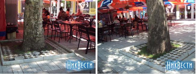 На остальных местах по Советской, замощенных плиткой находятся преимущественно торговые точки