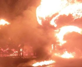 Пожар на промышленном объекте, фото: Полтавская ОВА