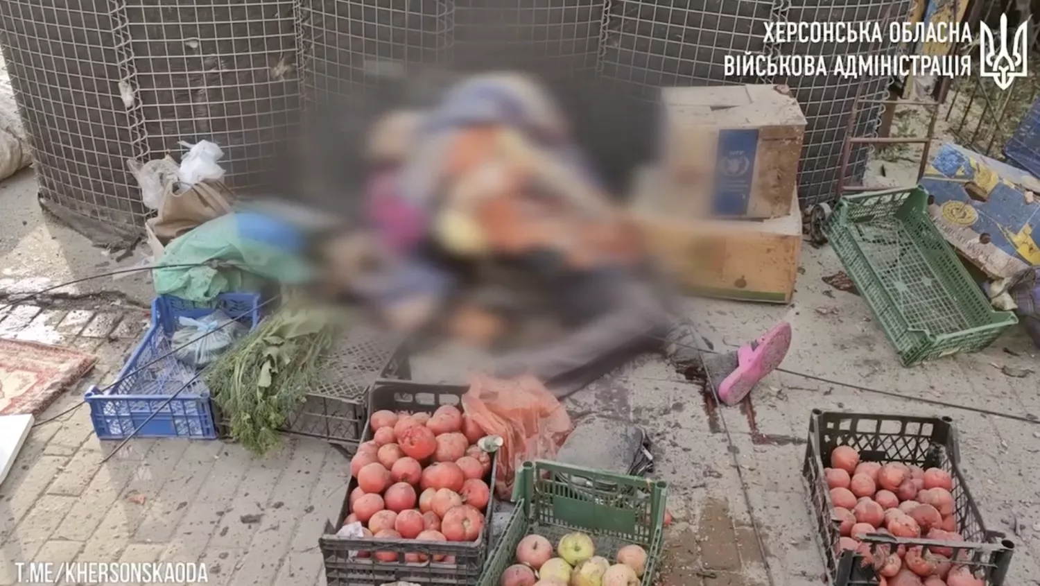 The Russians shelled the market in Kherson. Screenshot from the video