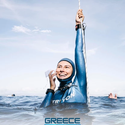 Kateryna Sadurska at the World Deep Freediving Championship in Greece, photo: published by the Ministry of Youth and Sports of Ukraine