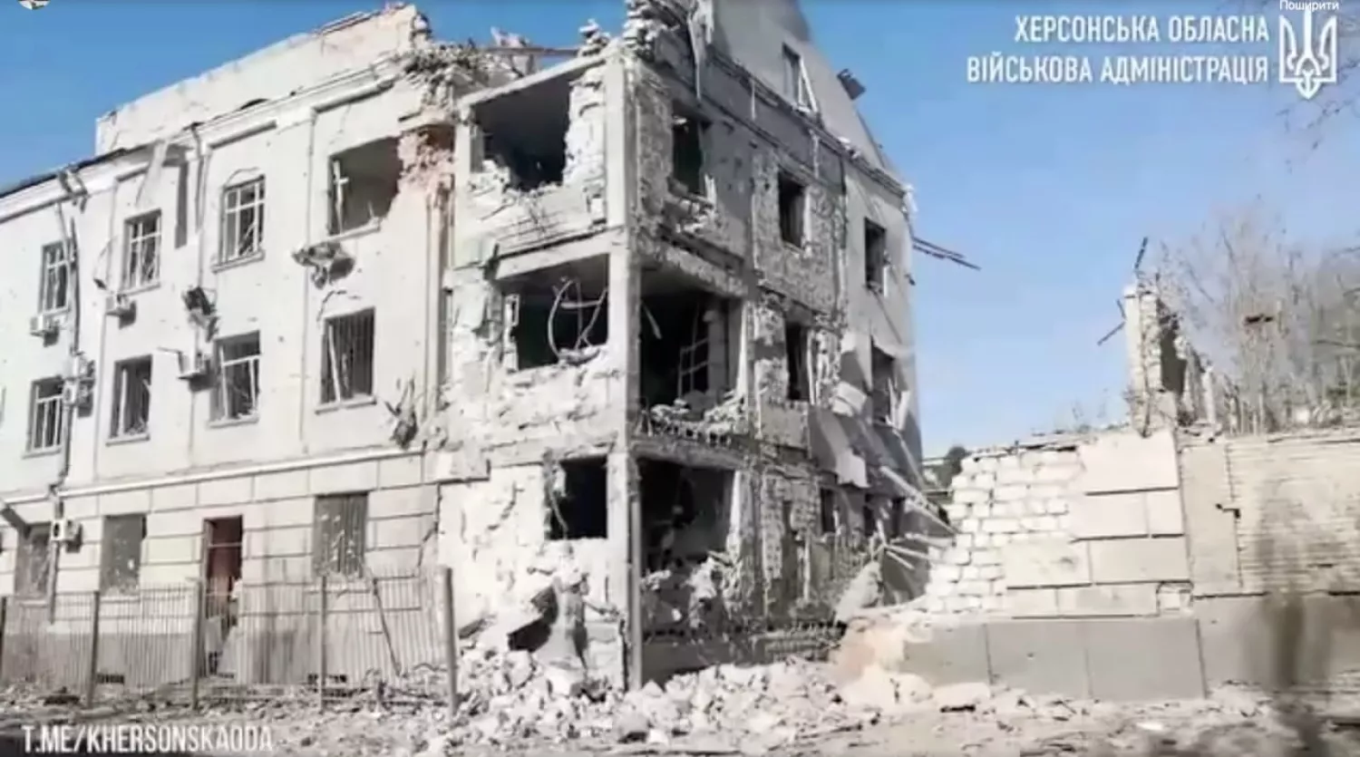 Consequences of the airstrike on Kherson on October 7, screenshot from the video of Kherson OVA