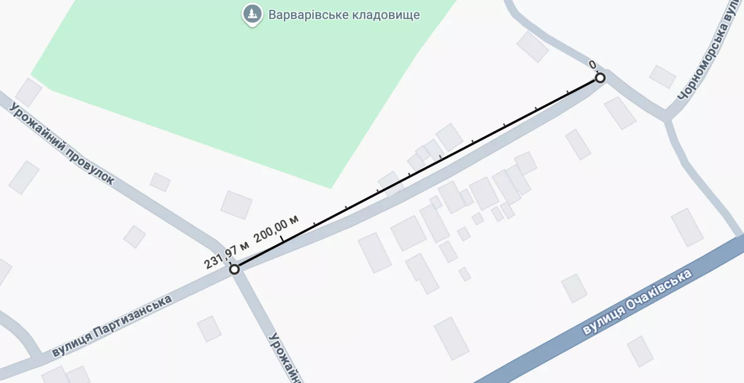 Улица Партизанская. Скриншот из Google Maps