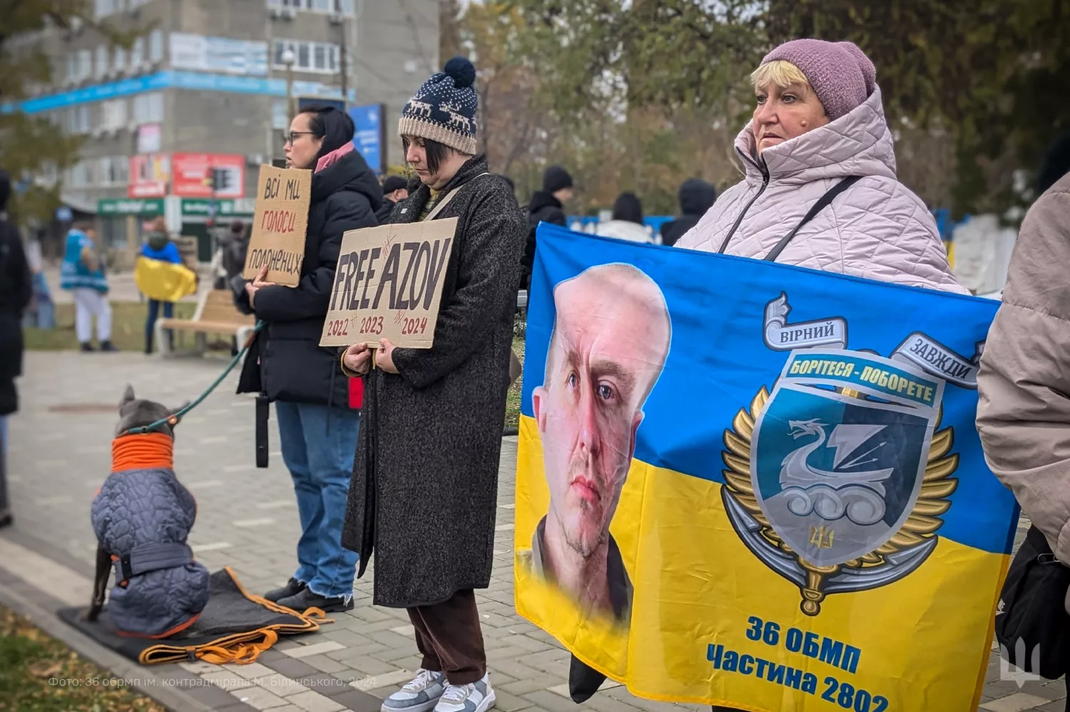 Мітинг в підтримку військовополонених та зниклих безвісти у Миколаєві. Фото: «36 окрема бригада морської піхоти»