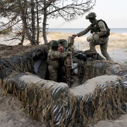 Soldiers of the Russian army on the territory of occupied Kinburn, summer 2024. Photo: TASS