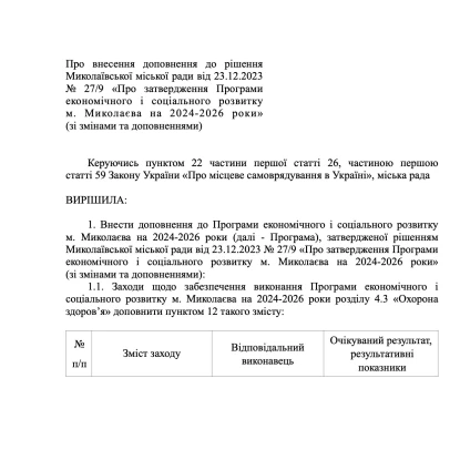 Депутатам пропонують купити будівлю, щоб розмістити там центр протезування для військових, скриншот проєкту рішення