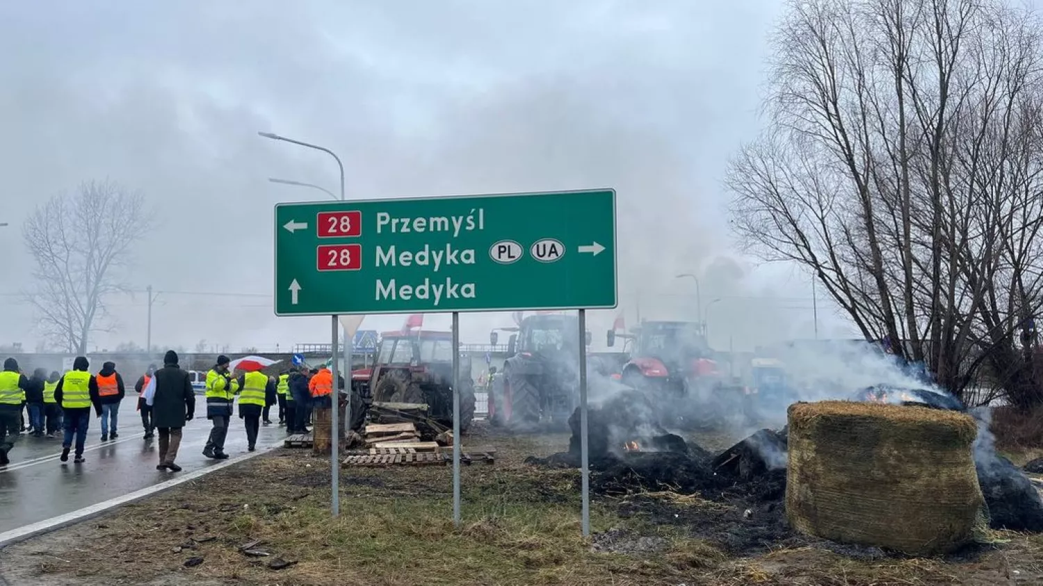 Забастовка польских фермеров на пункте пропуска