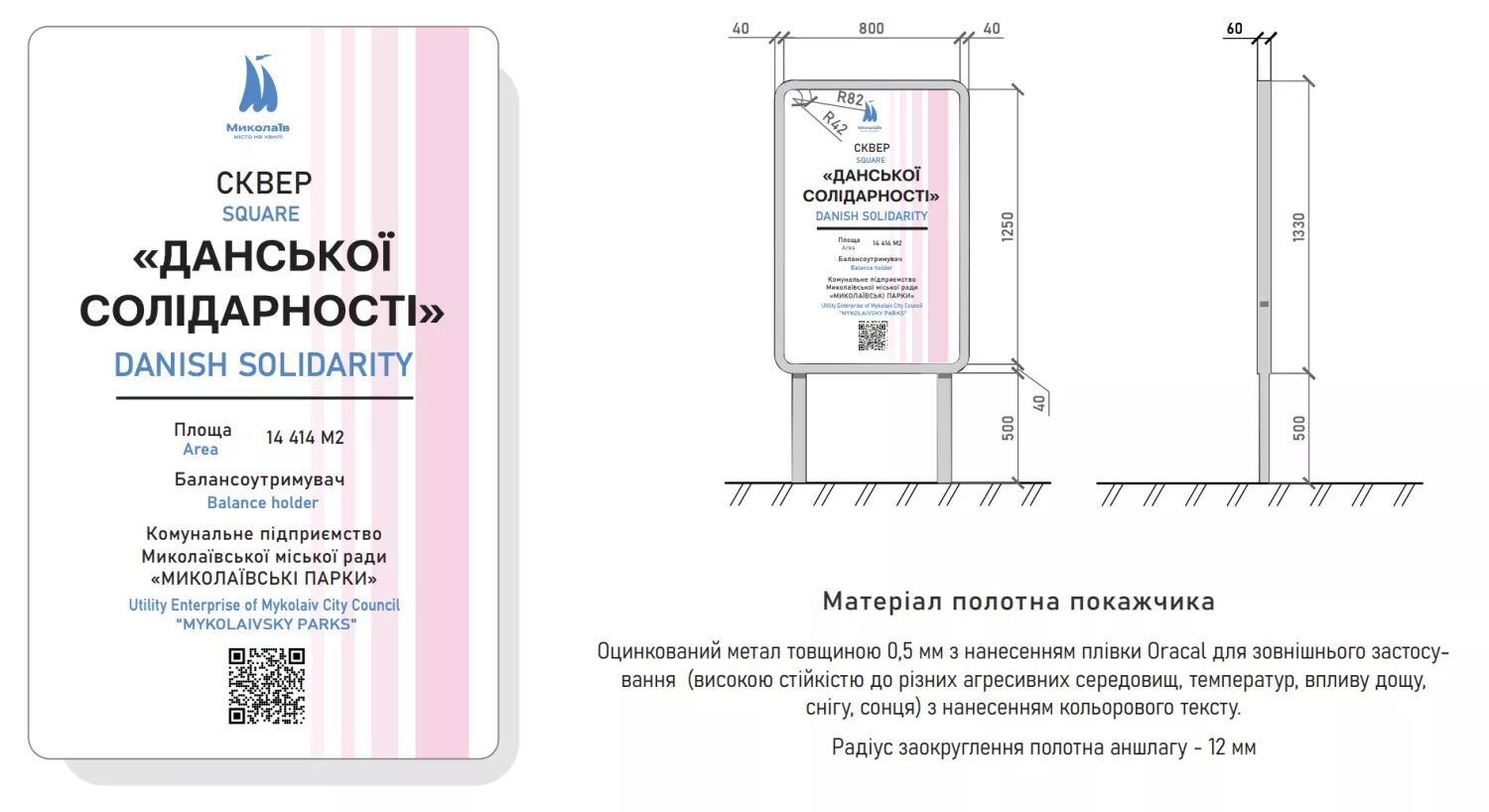 Требования к табличкам у зеленых зон Николаева, скриншот из проекта решения