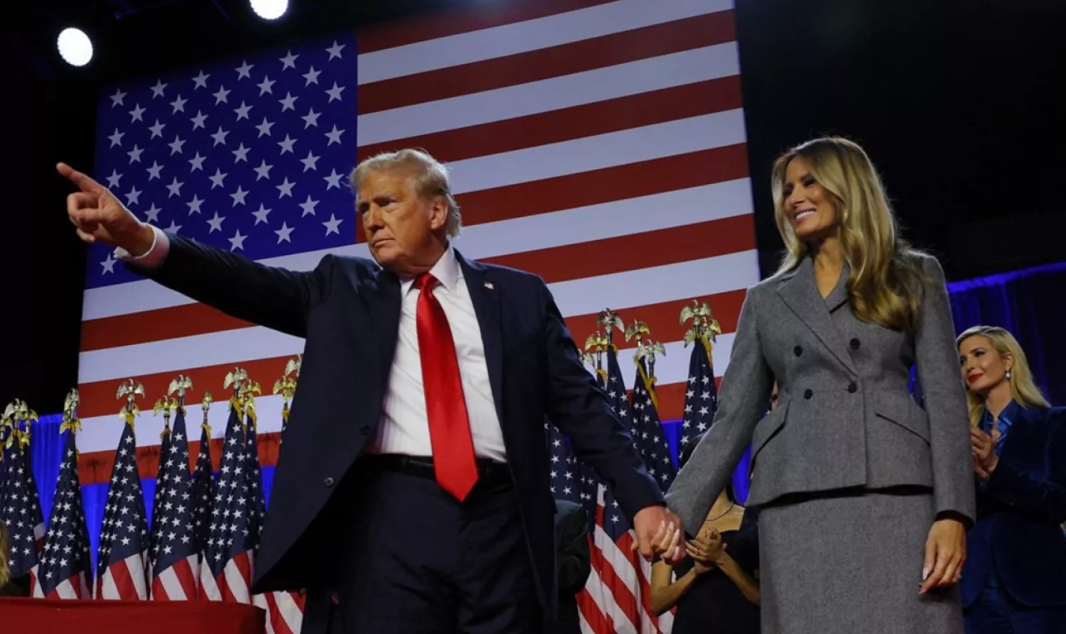 Donald Trump and Melania Trump during a speech in Florida. Photo: Reuters