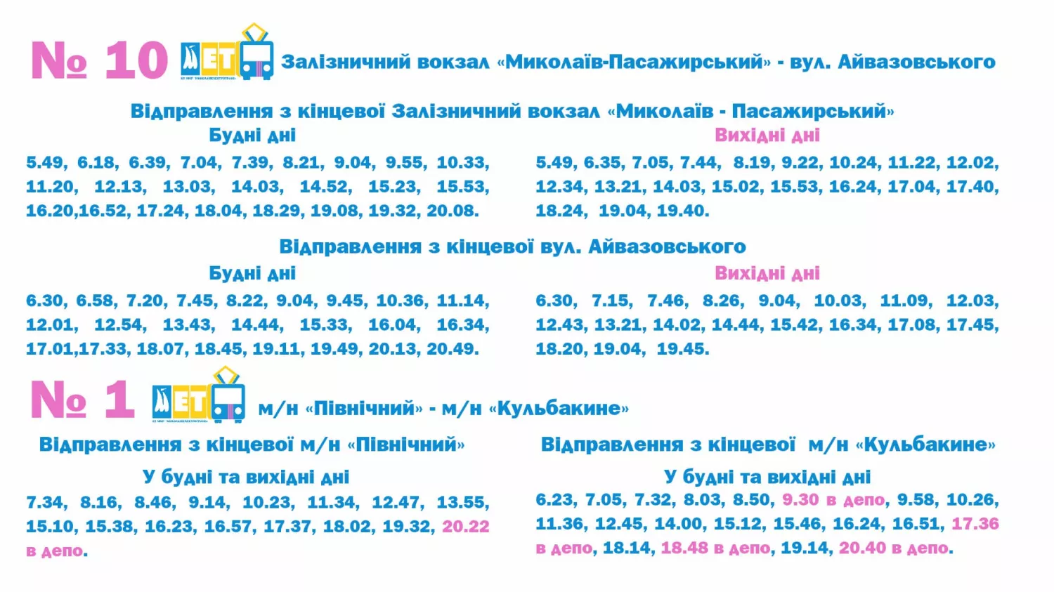 Обновлены графики движения троллейбусов. Изображение: «Николаевэлектротранс»