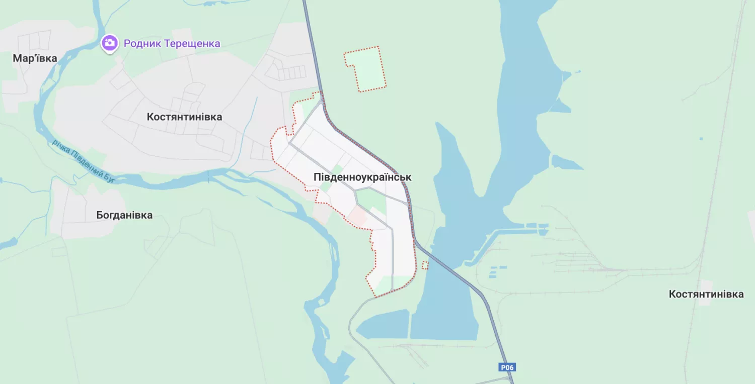 Южноукраинск на Google Maps, скриншот