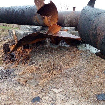 The damaged water pipeline «Dnipro - Mykolaiv», which passes through the Kherson region, 2022