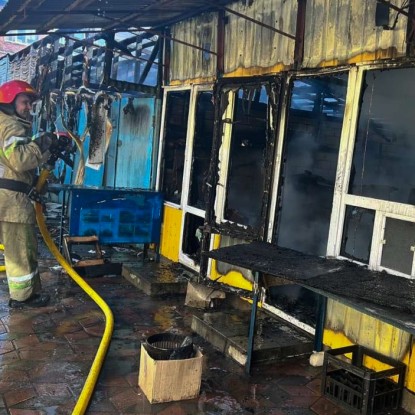 В Николаевской области ликвидировали пожар торгового контейнера