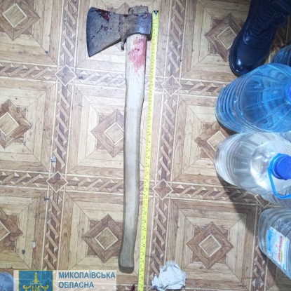 Топор, которым житель Снигиревки убил сына. Фото: Николаевская областная прокуратура