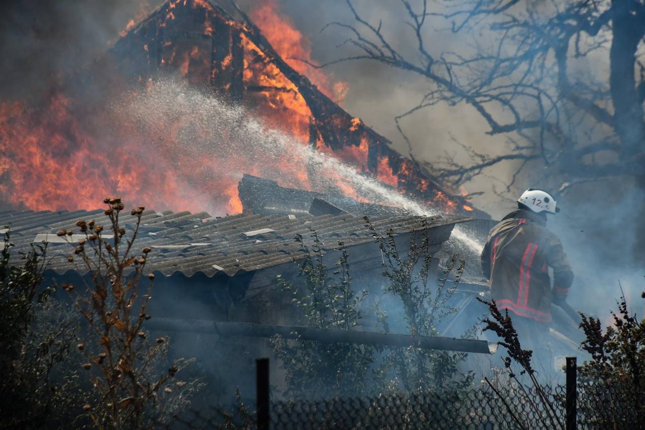 Пожар в Николаевской области, архивное фото ГУ ГСЧС Украины в Николаевской области