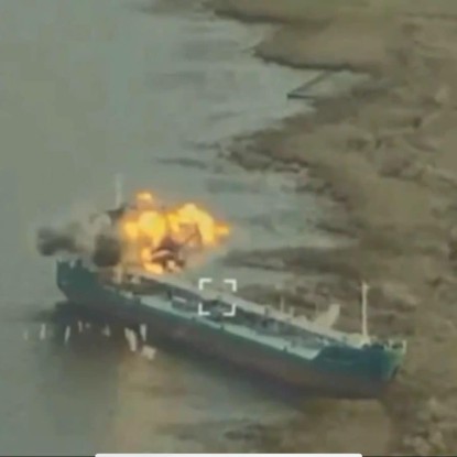 The Ukrainian military destroyed the Russian tanker «Mechanic Pogodin». Photo from the page of the Navy of Ukraine