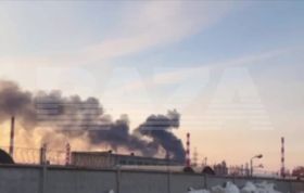 В российской Рязани вспыхнул пожар на нефтебазе, скриншот с видео