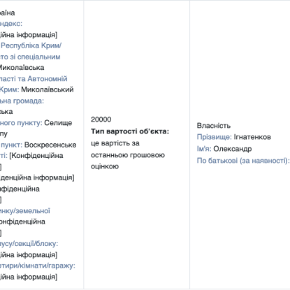 Скриншот з декларації Олександра Ігнатенкова за 2023 рік