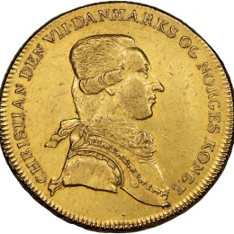 Данський Рігсдалер Курант, вибитий золотом, із зображенням короля Крістіана VII, датованого 1788 роком / Фото: Stack's Bowers