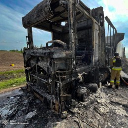 Вогнеборці загасили пожежу вантажівки поблизу села Бузьке на Миколаївщині / Фото: ДСНС
