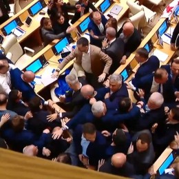 Бойка в парламенте Грузии. Скриншот видео.