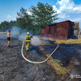 Дві пожежі сухої трави у Миколаївській області 10 червня / Фото: ДСНС