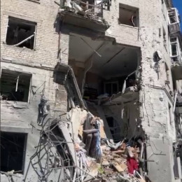 Consequences of a missile strike. Screenshot from the video of Volodymyr Zelenskyi.