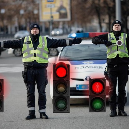 Жесты регулятора. Фото: Патрульная полиция Украины.