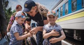 Evacuation of children, photo from open sources