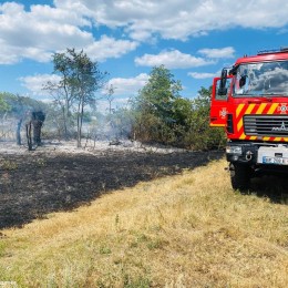 Пожежа сухотою на Миколаївщині. Фото: ДСНС у Миколаївській області