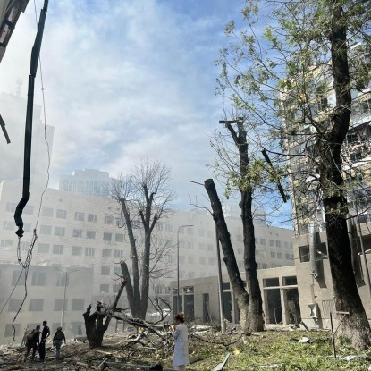 The hospital building was damaged. Photo Telegram channel of Volodymyr Zelenskyi