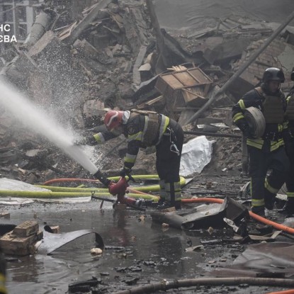 Consequences of the strikes on Kyiv. Photo: Ministry of Internal Affairs.