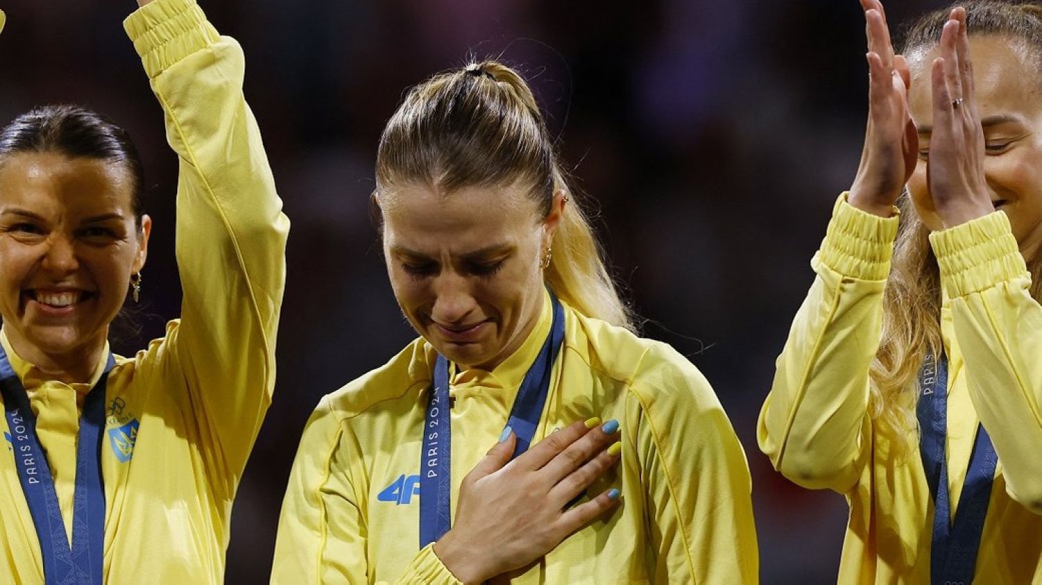 Olga Harlan on the podium of the 2024 Olympic Games, photo: REUTERS