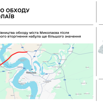 Месторасположение объездной дороги возле Николаева, скриншот презентации Госагенства восстановления