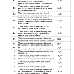 Перелік послуг у Центрі первинної медико-санітарної допомоги №3, за якими змінився тариф, скриншот з проєкту рішення виконавчого комітету