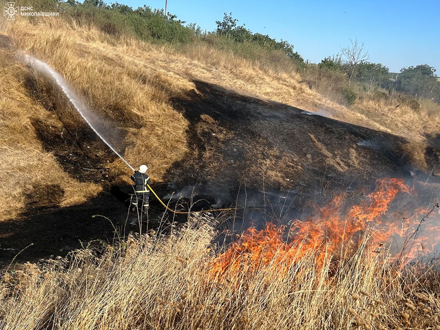 Fire in the Mykolaiv Region on August 19, photo: State Emergency Service of the Mykolaiv Region