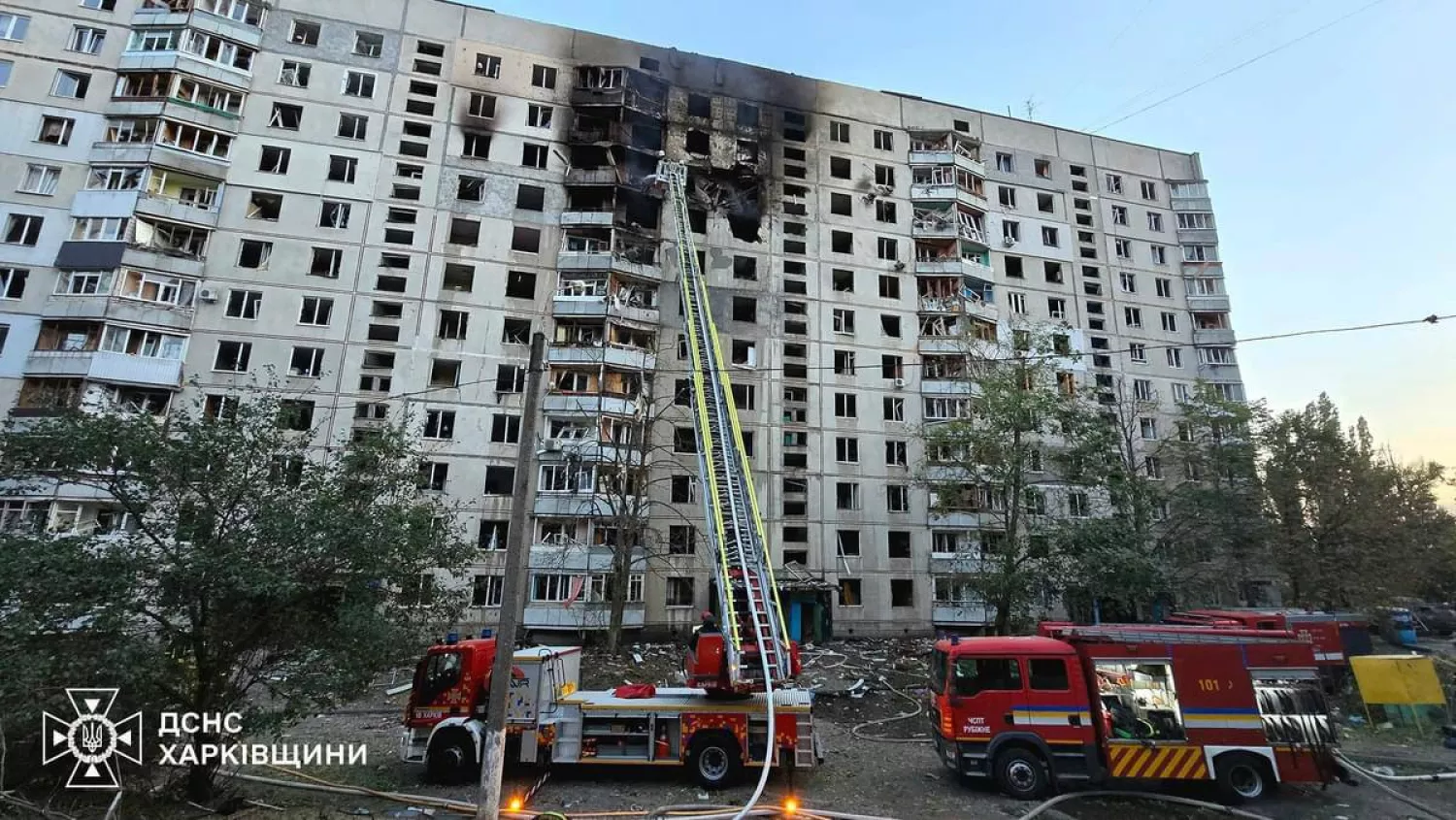 Удар по Харкову, фото: Головне управління ДСНС України у Харківській області