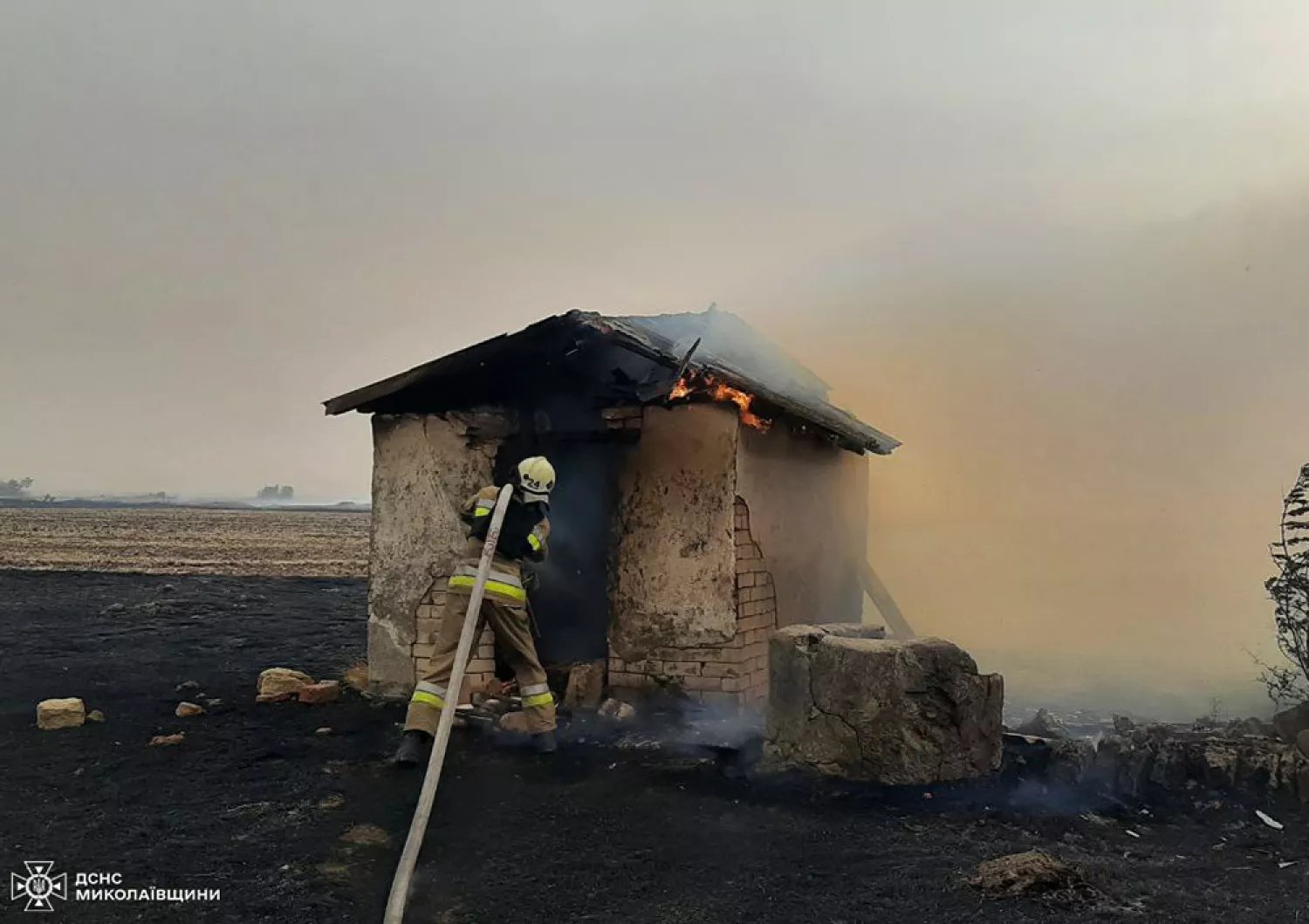 Пожар в Николаевской области. Фото: ГСЧС Николаевской области