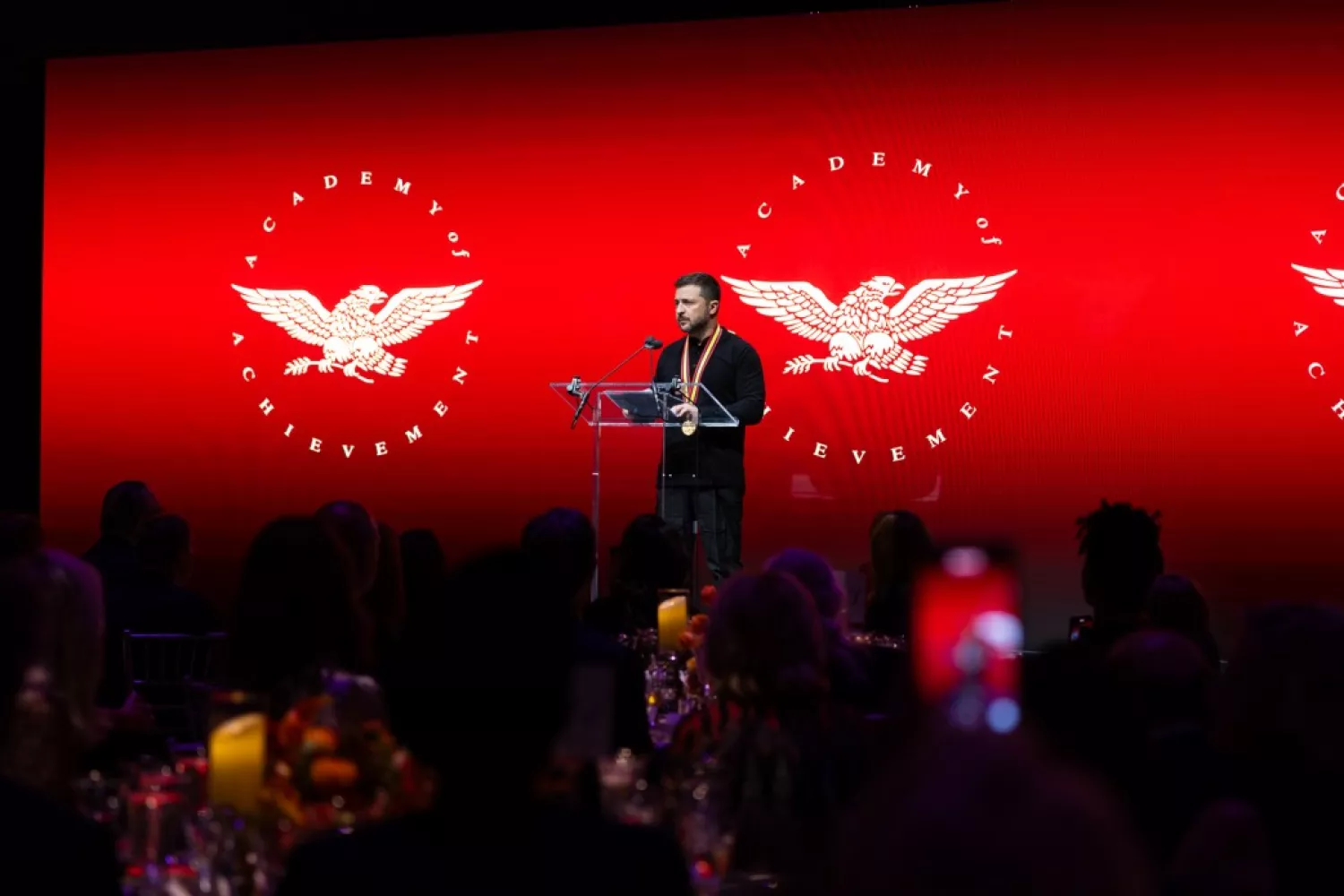 Volodymyr Zelenskyi at the award ceremony of the American Academy of Achievement, photo: Office of the President