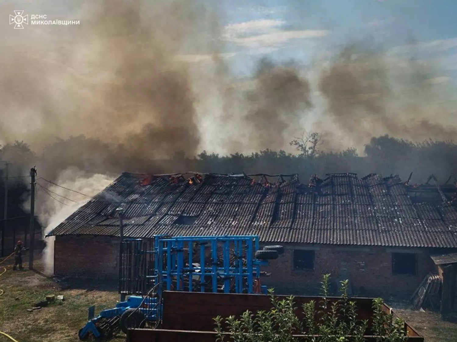 У Первомайському районі загорілась ферма. Фото: ДСНС Миколаївщини