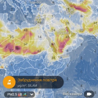 Карта руху потоків вітру. Фото: Миколаївський гідрометцентр