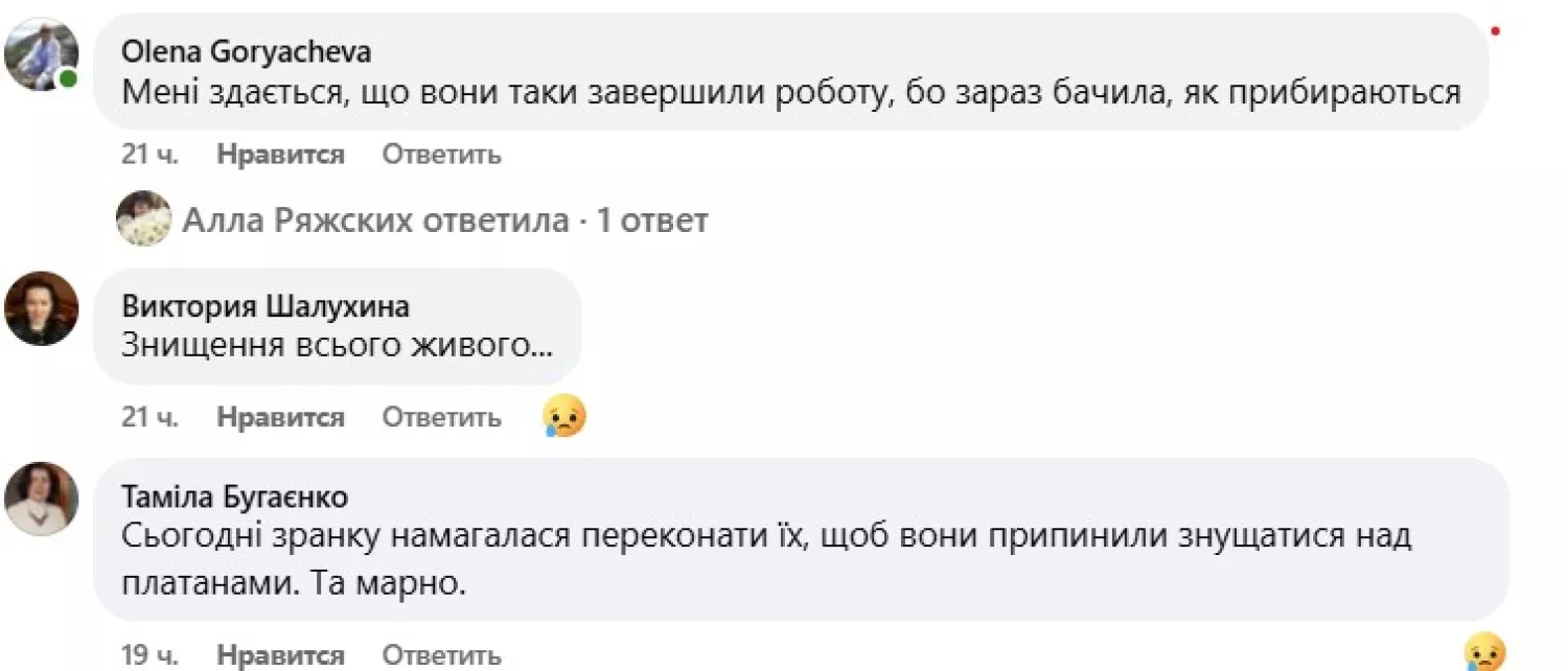 Скриншот коментаря з Facebook