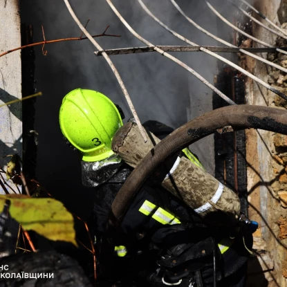 Рятувальники під час гасіння пожежі в будинку. Фото: ДСНС Миколаївщини