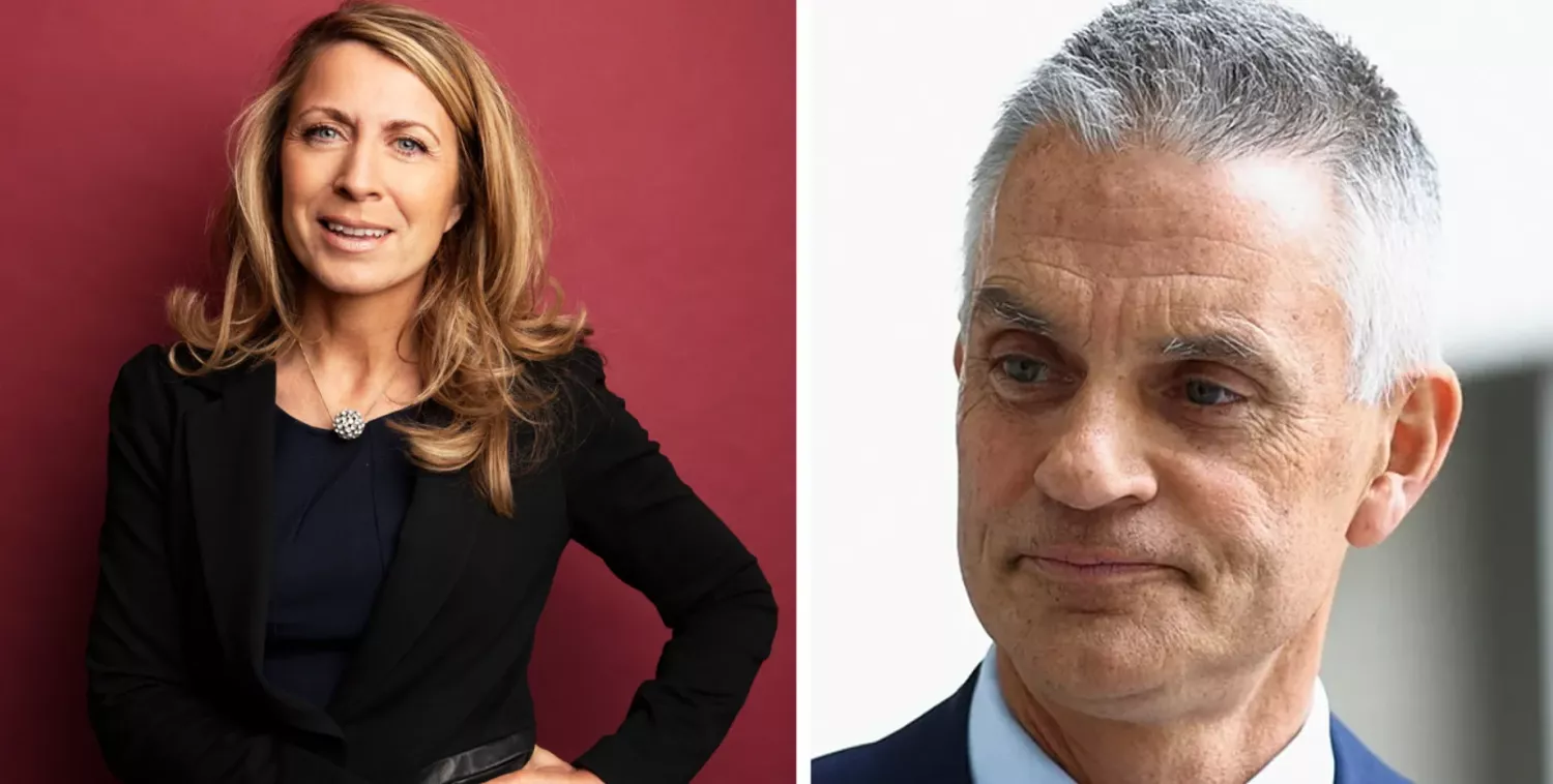 Керівниця відділу новин Дебора Тернесс та гендиректор BBC Тім Дейві. Фотоколлаж: Фокус