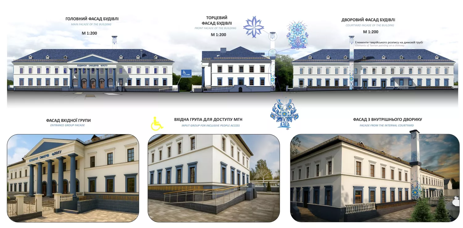 У Миколаєві визначили найкращу пропозицію для реставрації історичної будівлі ДОФу, фото проєкту:  Департамент архітектури та містобудування Миколаєва