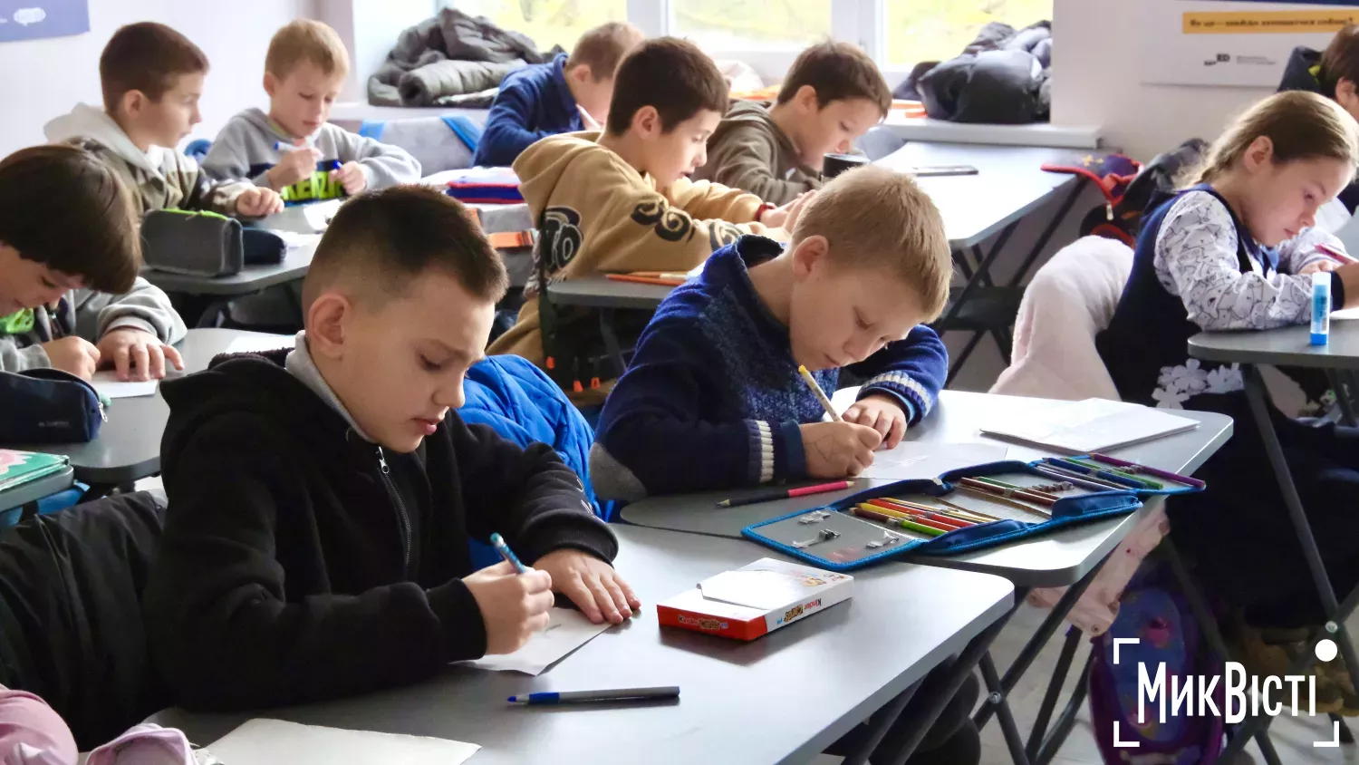 Тимчасова школа на базі будинку культури в Ольшанському. Фото: «NikVesti»