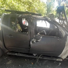 Автомобіль військових, який спалили за вказівкою російських спецслужб. Фото: Одеська обласна прокуратура