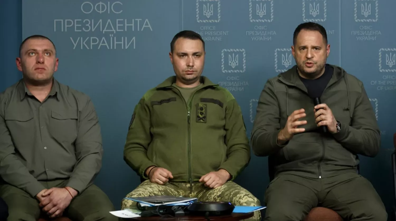 голова СБУ Василь Малюк, очільник ГУР Кирило Буданов, колишній керівник ОП Андрій Єрмак. Фото: Українська правда