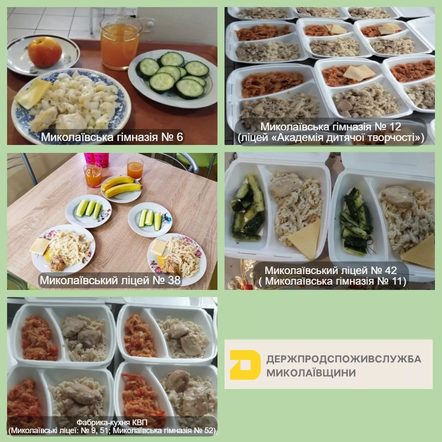 Фото порцій, які отримали учні в школах 16 грудня. Фото: Держспоживслужба Миколаївської області