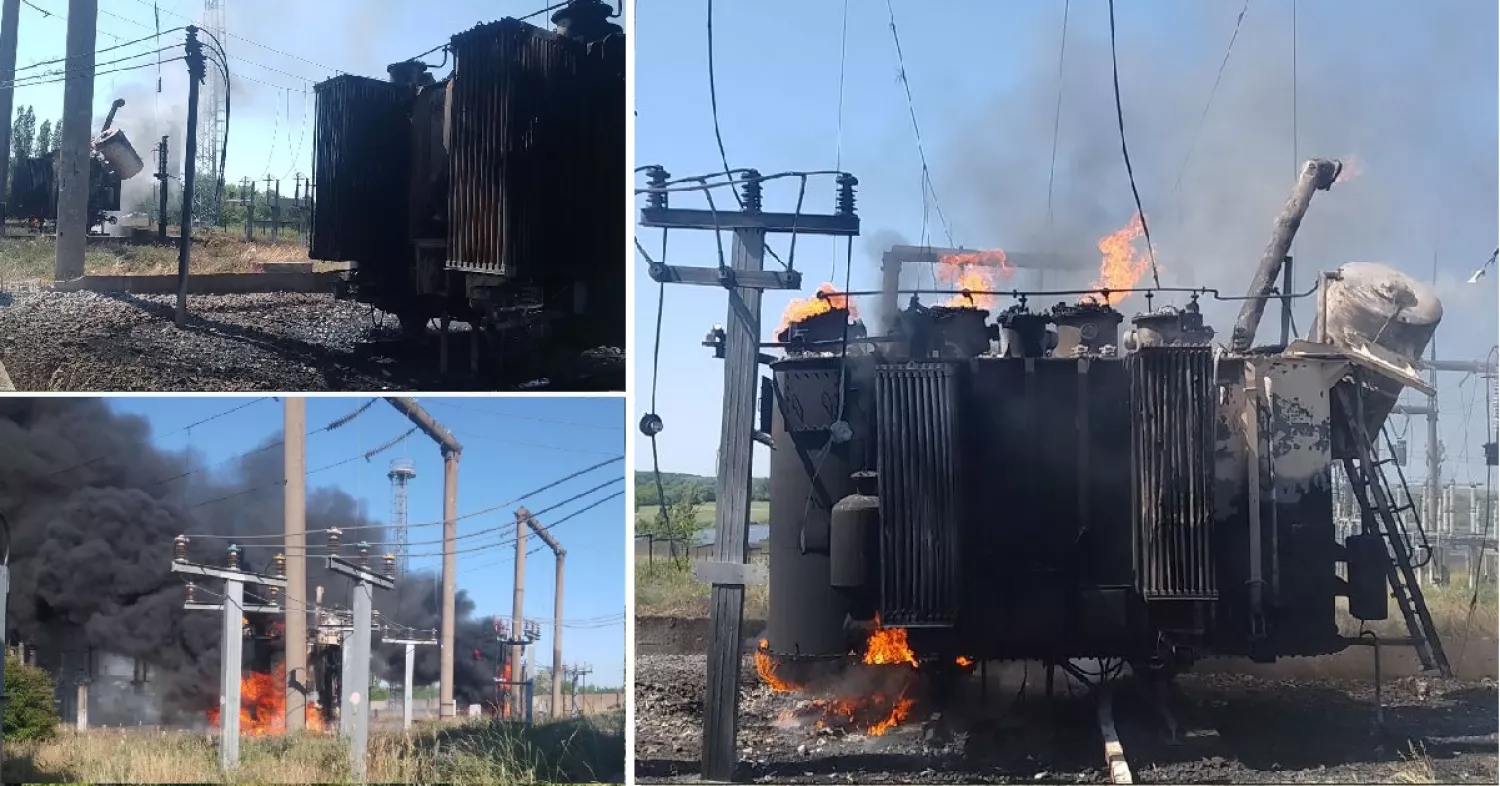 Зруйнована електропідстанція «Нікольська». Фото: «Херсонобленерго»